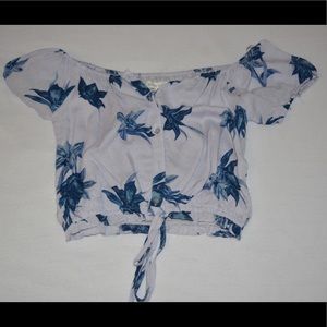 Purple, floral, off the shoulder Crop top